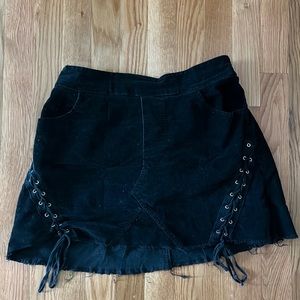 Don’t Ask Why Black Lace-Up Mini Skirt With Back Pockets OSFA (Size Medium)